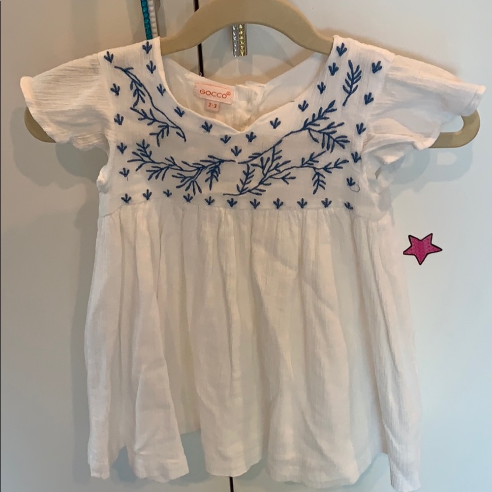 White Summer Dress w/Blue Leaves by Gocco - Picture 7 of 7